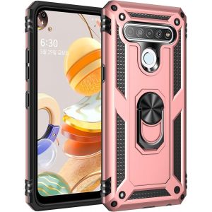 Kal-Coque Pour Lg K61/Lg Q61/Lg Q630, Etui Housse Lg K61/Lg Q61/Lg Q630 + Protecteur D'écran, Antichoc Militaire [Tough Armor] Heavy Duty Shock Proof Protective Housse Avec Anneau Support,Roseor - Neuf