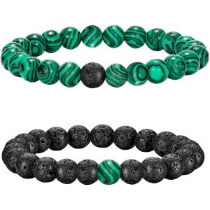 Eryi-Bracelets Perle Pour Homme, Réglables Bracelet Pierre Naturelle Homme, Bracelet Oeil De Tigre Pour Hommes, 8mm Pierres Bracelets Cadeau Bijoux Hommes - Neuf