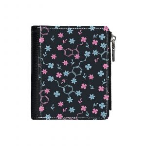 Portefeuille Motif floral des molécules de sérotonine et de dopamine=7 Compact en Simili-Cuir Porte-Cartes Fermeture Éclair Homme Femme - Neuf