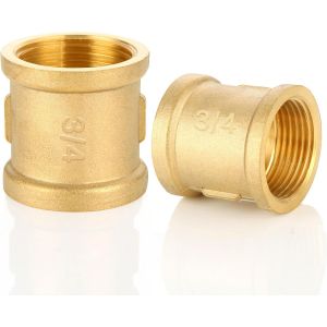 Manchon en laiton G3/4"" femelle/femelle,2 pièces Manchon laiton G3/4""(Ø24mm) 2 x raccord femelle,Manchon double G3/4"" laiton femelle/femelle,Raccords en laiton pour raccordement de tuyaux - Neuf