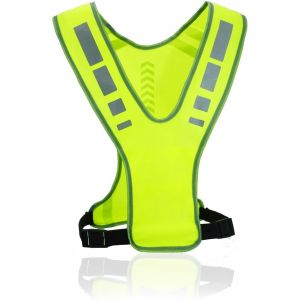 Jexnovashop-Runqin Gilet R&eacute;fl&eacute;chissant Running, Gilet S&eacute;curit&eacute; R&eacute;glable Pour Femme Et Homme, Gilet Jaune V&eacute;lo Haute Visibilit&eacute; Respirant, V&ecirc;tements R&eacute;flecteurs Fluorescent,Veste Fluo Pour Jogging Mar - Neuf