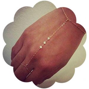 Boho Doigt Anneau Rhinestone Bracelet Layering Or Cz Main Chaîne Esclave Doigt Anneau Cristal Bracelet Bangle Mariée Pièce De Main Harnais Bijoux Pour Femmes Et Filles - Neuf
