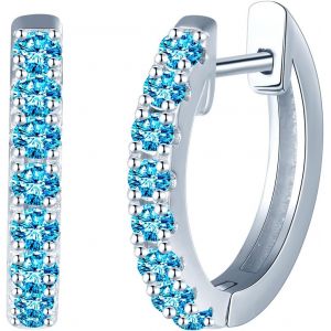 Kal-Boucles D'oreilles Créoles En Argent 925 Pour Femme - 12 Mm - Taille Moyenne - Oxyde De Zirconium - Cadeau Pour Femme, Petite Amie, Adolescente, Anniversaire, Fête Des Mères, Mariage, Noël - Neuf