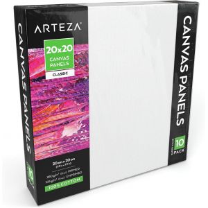 Tianyi-Arteza Toiles À Peindre Coton Entoilé U2013 10 Panneaux 20x20 Cm (280gsm) De Toile Blanche Grand Format En Carton Toilé/Idéal Peinture À Huile/Gouache/Acrylique/Materiel De Dessin Et Art/Tabl - Neuf