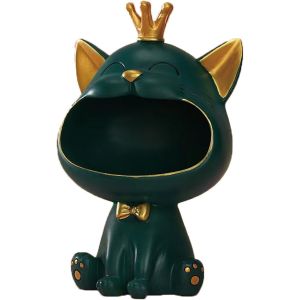 Mevronisshop-Statue De Chat Souriant, Bo&icirc;te De Rangement, Sculpture De Chat Porte-Bonheur - Cadeau D&eacute;coratif Pour Salon, Maison, Couloir, Meubles (Vert) - Neuf