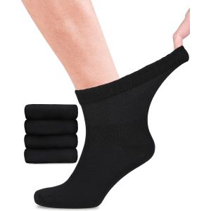 Lot De 4 Paires De Chaussettes Diabétiques En Bambou Avec Lycra Pour Homme-Hauteur Cheville-Sans Couture À La Base Des Ongles - Neuf