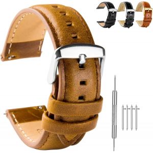 Kal-Bracelet De Montre En Cuir À Fermeture Rapide Pour Homme Et Femme - 18 Mm, 20 Mm, 22 Mm - Bracelet De Montre Universel En Cuir - Neuf