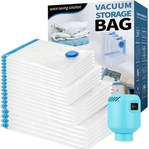 lbgwp60-Sac Sous Vide Vetement Aspirateur Avec Pompe Électrique, Lot De 20 (5 * 40X60Cm, 5 * 50X70Cm, 5 * 60X80Cm, 5 * 80X100Cm) Housses De Rangement Sous Vide, Pour Literie, Chem s, Voyages - Neuf