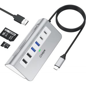 NAERYUT-Hub Usb C,9-In-1 Hub Usb 3.0 Avec 4K Hdmi,1M Câble,2 Usb-A 3.0,Pd 100W,2 Type-A 2.0,Type-C 3.0,Sd/Tf,Station D'Accueil En Aluminium Pour Iphone16 Macbook Air/Pro Ipad/Laptop/Mac Os - Neuf