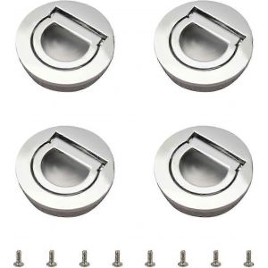 Paquet de 4 poign&eacute;es rondes avec anneau de traction int&eacute;gr&eacute;,poign&eacute;es dissimul&eacute;es en tatami pour armoire,porte,meuble avec vis pour armoire,armoire,tiroir (vif - Neuf