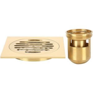 Siphon De Sol De Douche Égouttoir De Salle De Bain Laiton Ménage Carré Douche Siphon De Sol Avec Passoire À Cheveux Amovible Égouttoir À Eau De Salle De Bain Accessoire Matériel[APP8812309] - Neuf