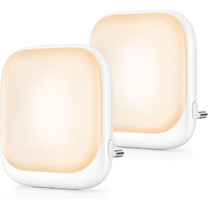 Lot De 2 Veilleuses Led, 2 Pi&egrave;ces Veilleuse Prise Electrique Avec Capteur Cr&eacute;pusculaire Et 3 Niveaux Luminosit&eacute;s Bon Pour Chambre D'enfant, Escalier, Cuisine, Blanc Chaud - Neuf