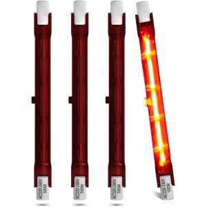 Ampoule Chauffante Rubis 500w R7s,Ampoules Chauffantes À Quartz Infrarouge 118mm 240v R7 Lampe Chauffante Halogène Dimmable Pour Chauffage De Jardin Intérieur/Extérieur (Paquet De 4) - Neuf