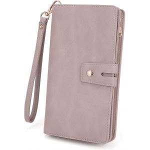 Femme Portefeuille Blocage Rfid En Pu Cuir Avec Bracelet Grande Capacité(21 Emplacements De Cartes) Poche Intérieure Convient Aux Portables 5.5 - Neuf