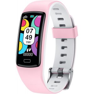 Asfasfq-Montre Connectée Enfant Sport Smartwatch: 0.96" Connecté Bracelet Fille Garcon Fitness Tracker Activité Avec Etanche Podomètre Tensiometre Moniteur De Sommeil Ecran Tactile Réveil (Rose) - Neuf