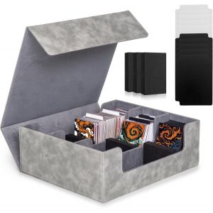 Chenquansarl-Bo&icirc;te Rangement Carte Avec 10 S&eacute;parateurs, Deck Box &Agrave; Rabat Magn&eacute;tique Pour Plus De 1800 Cartes &Agrave; Pochette Simple, Trading Card Storage Box Pour Mtg, Cartes De Sport Et Cartes Magic (Gri - Neuf