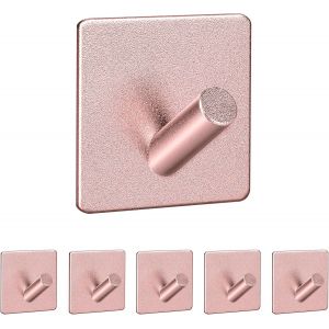 Crochet Adhesif Mural, 6 Pièces 3M Crochet Mural Crochet Porte Serviette Pour Salles De Bains Cuisines Étanche Crochet Adhesifs Sans Perçage Alliage D'Aluminium,Rose[CHU10503414] - Neuf