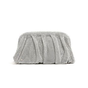 Sac a strass pour femme, pochette plissee en cristal, sac de soiree orne de diamants, sac a main de ceremonie pour mariage ou bal de promo - Neuf