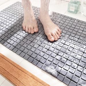 Tapis de douche antidérapant (gris), 70x40 cm, avec ventouses fortes, adapté aux sols lisses et aux baignoires, matériau en microfibre, séchage rapide, conception antidérapante durable - Neuf
