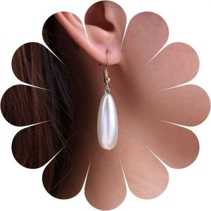 Kal-Boucles D'oreilles Perle Vintage Boucles D'oreilles Pendantes Or Boucles D'oreilles Perle Longue Boucles D'oreilles Perle Mariage Boucles D'oreilles Perle &Agrave; Crochet Bijoux Pour Femmes Et - Neuf