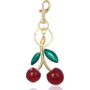 KAL-Porte Cle Métal Porte Clef Couple Mode Anneau Porte Clé Mousqueton Porte Clé Cerise De Résine Et Alliage Porte-Clés Cadeaux Personnalisé Femme,Pour Saint Saint-Valentin - Neuf
