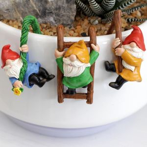 MEVRONISSHOP-3 Pièces Figurines GNOME, Figurines Pot Fleurs Miniatures, Nains Jardin Drôles, Ensemble Nain Jardin Extérieur, pour Les Petits Jardins, Aquariums, Plateaux de Plantation, Pots de Fleurs - Neuf