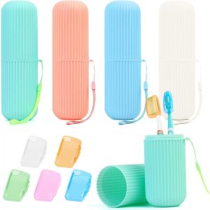 Nsiecd-4 Pcs Etui Brosse A Dent Voyage, Protege Brosse A Dent, Boite Brosse A Dent Voyage, &Eacute;tui &Agrave; Brosse &Agrave; Dents Portable, Trousse Brosse A Dent Pour Voyages Camping, Avec 5 Couvercles De Brosse &Agrave; De - Neuf