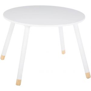 SUBZONAL-Atmosphera - Table d'Activit&eacute;s Enfant Douceur - Ronde, Blanche et Bois - D 60 cm - Pieds en Pin - pour Chambre, Salle de Jeux, Bureau - Neuf