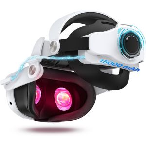 Mevronisshop-Sangle T&ecirc;te Compatible Avec Quest3s/Quest3,Batterie Int&eacute;gr&eacute;e De 15000mah Pour Une Dur&eacute;e De Jeu Prolong&eacute;e 2-4 Heures, Bandeau R&eacute;glable &Agrave; Charge Rapide, Soutien Et Equilibre Am&eacute;lior&eacute;s En V - Neuf