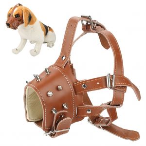 Hjlian Museliere Pour Chien A Rivets Et Sangles Reglables, Protege-Bouche Anti-Morsure Pour Animaux De Compagnie (Cafe) - Neuf