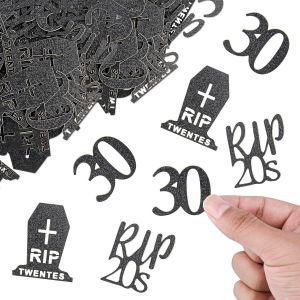 Lot de 100 confettis décoratifs pour 30e anniversaire - Paillettes - Pour homme et femme - Noir - Décoration de table pour hommes, serpentins - Neuf
