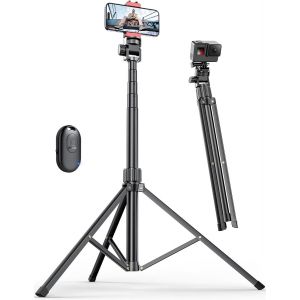 lbgwp60-180Cm Trepied Smartphone, Extensible Perche A Selfie Trepied Aluminium Avec Télécommande Sans Fil Et Support Pour Téléphone Portable, Compatible Avec Iphone, Samsung, Appareil Photo Et Gopro - Neuf