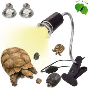 Ampoules Uva Uvb 25w Et 50w,2 Lampe De Reptiles Lampe Tortue Terrestre Chauffante Avec La Base De La Longue Une Rotation À 360°Verser Des Reptiles Et Amphibiens - Neuf