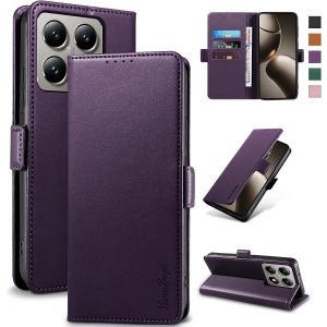 KALANKA-Coque pour Xiaomi 14T - [Blocage RFID] Housse &Eacute;tuis de Protection PU Luxe [Magn&eacute;tique] [Fente Carte] [Stand] Portefeuille Flip Case,[Violet] - Neuf