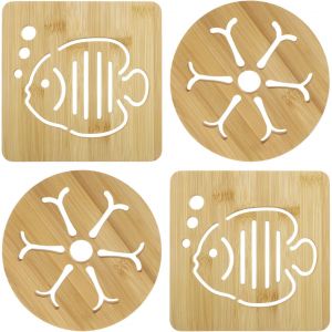 Jexnovashop-Tapis Dessous De Plat En Bambou Multifonction Cuisine Antid&eacute;rapant Isolation Tapis De Table Tampons Chauds Outil Pour Plats Chauds/Pot/Bol/Th&eacute;i&egrave;re/Sous-Verre/Hot Pot Titulaires - Neuf