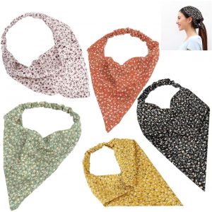 Bandeaux Pour Femmes,5 Pi&egrave;ces Bandeaux Pour Femmes Boho,Foulards Triangulaires,Bandeau &Eacute;lastique,Foulards &Agrave; Fleurs Triangulaires,Bandeau &Eacute;charpe De Cheveux Pour Femmes Et Filles - Neuf