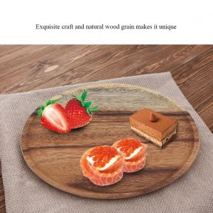 Hjlian Plateau Rond Elegant En Bois Pour Snacks, Sushis, Pour La Maison, Le Restaurant, 15 X 2 Cm - Neuf