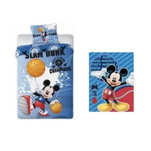 Mickey Disney - Ensemble Parure De Couette 140 X 200 Cm + Taie D'oreiller + Plaid 100 X 140 Cm. - Neuf