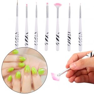 Kit De 7 Pinceaux Pour Peinture A Ongles, Pedicure, Manucure, Gel Uv Acrylique, Dessin, Pointillage - Neuf