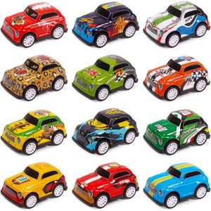 (Couleur aléatoire) 12 Pcs Friction Voiture Alimentée par l'Ensemble de Frottement, Voiture Jouet, la Friction Alimenté Voiture de Course, les Enfants Voiture de Jouet avec Tapis de Jeu - Neuf