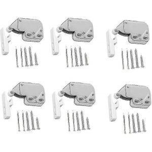 6pcs serrure &agrave; ressort de porte d'armoire,loquet &agrave; ressort mini loquet de porte avec plaque de retenue - Neuf