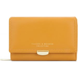 Femme Portefeuilles Porte-Monnaie Cuir Porte-Cartes De Crédit Multifonction Portefeuille Jaune - Neuf