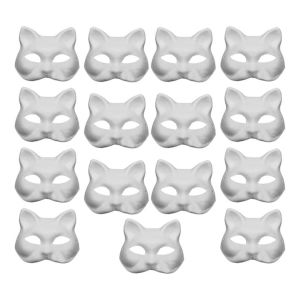 15 Pi&egrave;ces De Chat En Papier Blanc Bricolage Avec Peintures Acryliques - Personnalis&eacute;s Peints &Agrave; La Main Pour Les Soir&eacute;es Dansantes, C&eacute;l&eacute;brations - Neuf