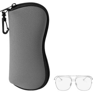 Étui À Lunettes En Néoprène - Housse Lunettes De Soleil Lunettes De Vue En Néoprène Souple Avec Fermeture Éclair Et Clip Mousqueton - Noir - Neuf