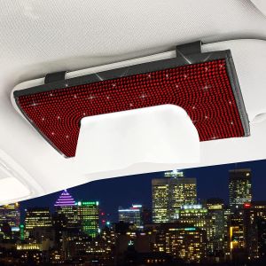 1 Boîte À Mouchoirs En Cuir Pu Pour Pare-Soleil De Voiture, Motif Diamants Noirs Et Rouges (22,9 X 13 X 2,4 Cm) - Neuf