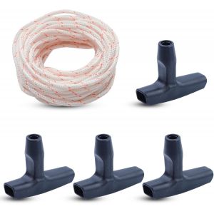 Corde de Démarreur,Corde de Démarrage Tondeuse à Gazon 10 mètres Ø4mm,Corde de Traction avec 4 Pièces Poignée de Démarrage Adaptée Aux Tondeuses à Gazon,Tronçonneuses,Coupe-Bordures - Neuf