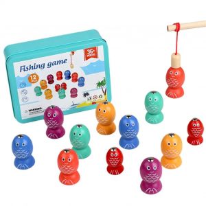 Jeu De P&ecirc;che Magn&eacute;tique, Jouet &Eacute;ducatif En Bois Pour Le D&eacute;veloppement De La Motricit&eacute; Fine Des Tout-Petits Et Des Enfants De 2 &Agrave; 6 Ans, Utilisation En Int&eacute;rieur - Neuf