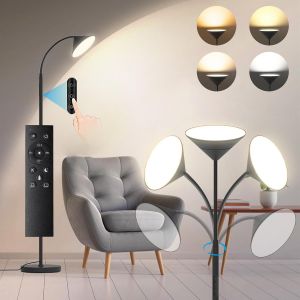 Lampadaire Sur Pied Salon, 18w Lampadaire Led Avec Variateur 4 Couleurs Et Luminosités, Lampadaire De Lecture Avec Télécommande & Contrôle Tactile, 192cm Réglable Lampe Pour Bureau Chambre - Neuf