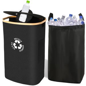 Poubelle De Recyclage De Cuisine D'Intérieur De 100 L - Grand Récipient De Recyclage Avec Couvercle Réutilisable - Sac Intérieur Amovible - Bocal En Verre - Neuf