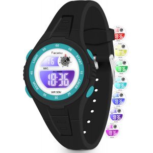 KALANKA-Montre Num&eacute;rique Enfants Filles Gar&ccedil;ons,50M &eacute;tanche avec Lumi&egrave;re Color&eacute;e,Chronom&egrave;tre,Alarme,Fonctions 12/24 h,Cadeau pour Enfants de 4 &agrave; 15 Ans - Neuf